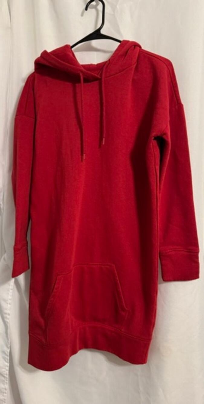 New York & Company Women’s Small Red Hoodie Sweatshirt Dress Long Sleeve